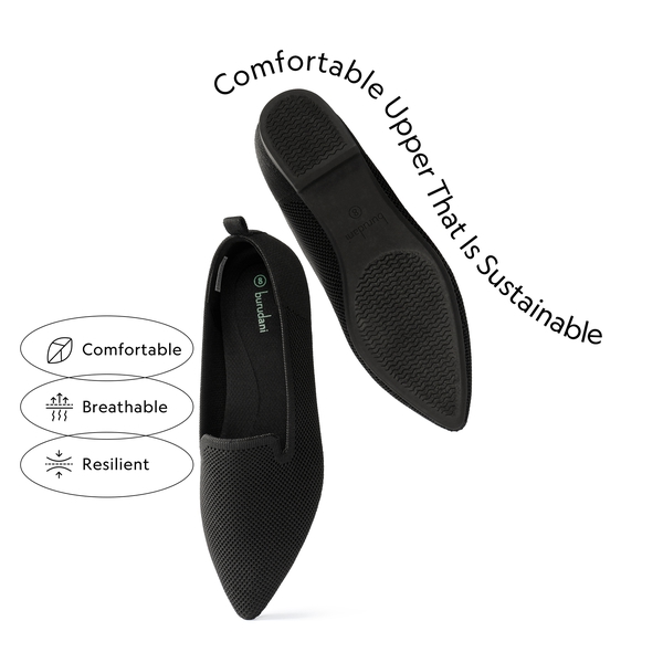Pointed Toe Slip-On Knit Loafers  - BLACK - 2