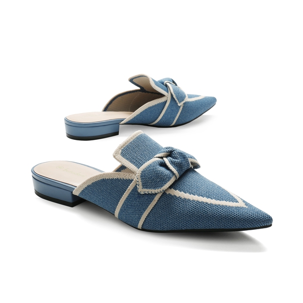  Knit Mules With A Classic Pointed Toe - DENIM BLUE - 3