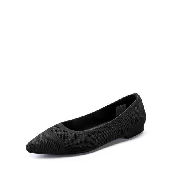 Pointed-Toe Eco-Friendly Flats - BLACK -  0