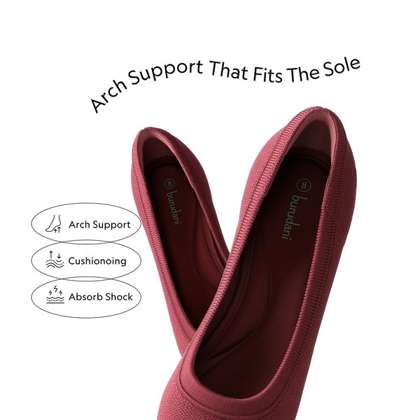 Knitted Pointed-Toe Kitten Heels - BURGUNDY - 3