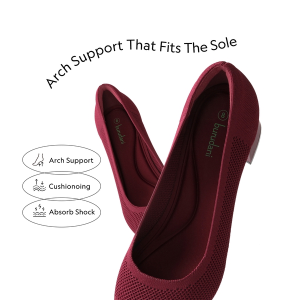  Sustainable Knit Block Heels - BURGUNDY - 3