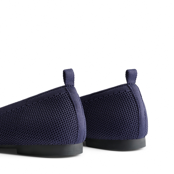  Square Toe Knit Sustainable Flats - NAVY - 6