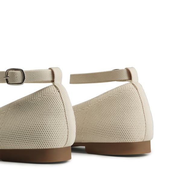 Knitted Washable Flats With Straps  - APRICOT - 5