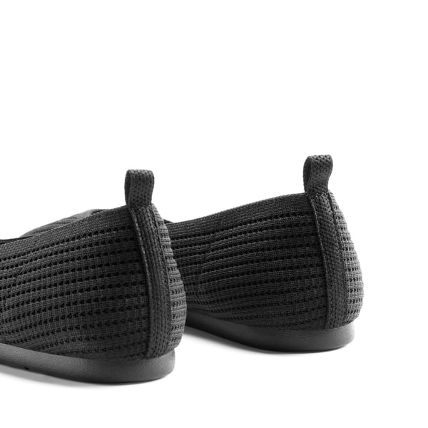 Square-Toe Sustainable Knit Flats - BLACK - 6