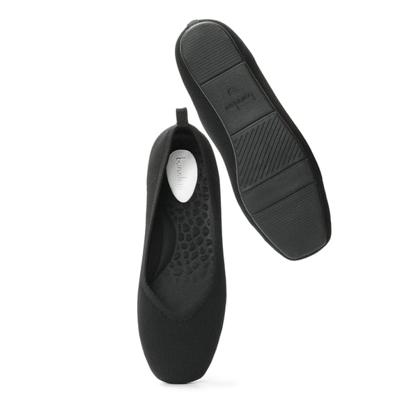 Water-Resistant Square-Toe Flats  - BLACK - 7