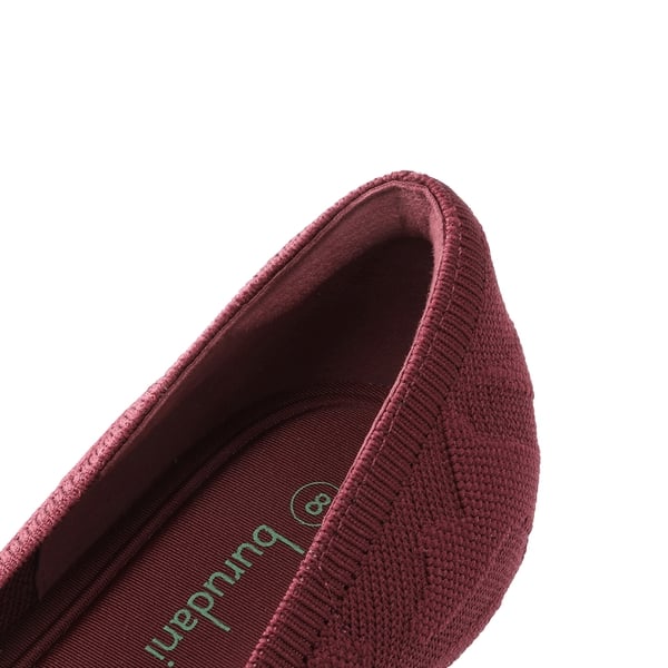 Comfy Low Heel Pumps - BURGUNDY - 5