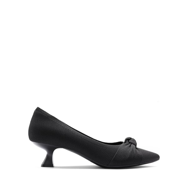 Comfortable Kitten Heels with Bow - BLACK - 4