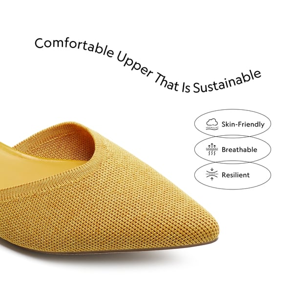 Ankle Strap Pointed Toe Flats With V-Cut Vamp - YELLOW - 2