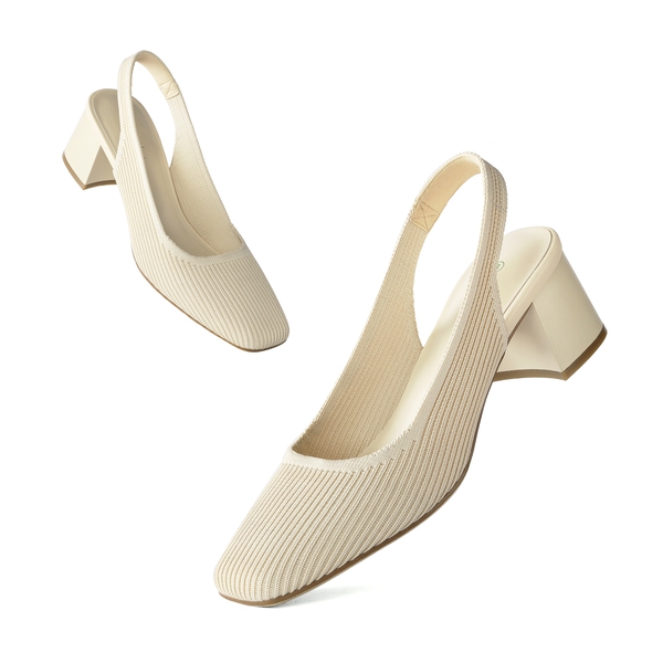 Minimalist Square-Toe Slingback Heels - APRICOT - 2