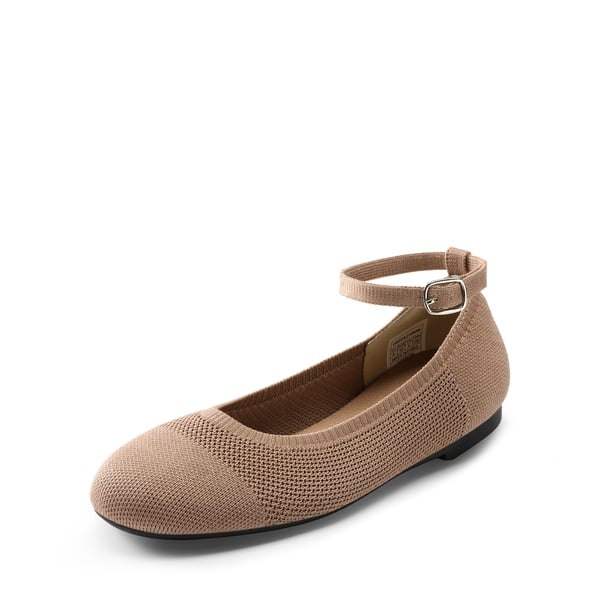 Elegant Removable Ankle Strap Flats  - COFFEE -  0