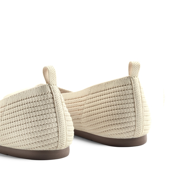 Square-Toe Sustainable Knit Flats - NUDE - 6