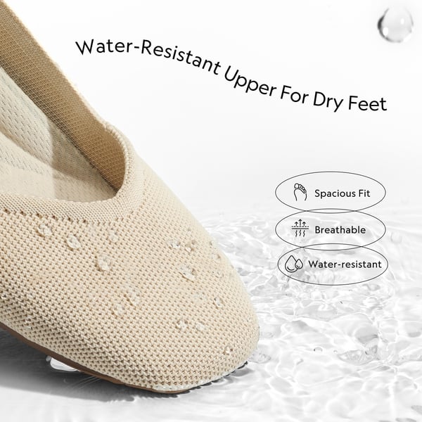 Water-Resistant Square-Toe Flats  - NUDE - 4