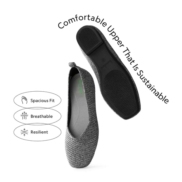 Women's Knitted Square Toe Flats  - GREY - 2
