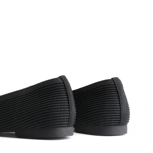  Elegant Square Toe Knit Bow Flats - BLACK - 6