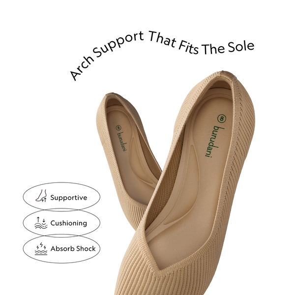 Modern Square-Toe Knit Pumps - BEIGE - 2