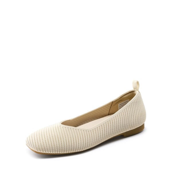 Women's Knitted Square Toe Flats  - APRICOT -  0