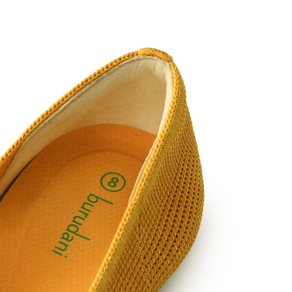  Elegant Square Toe Knit Bow Flats - YELLOW - 5