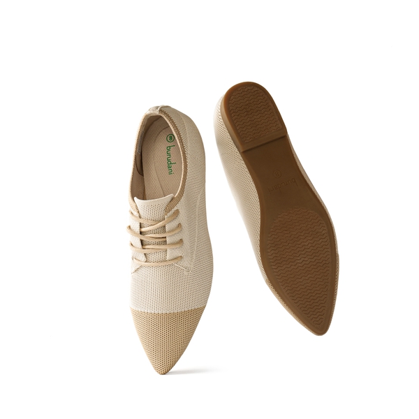 Contemporary Pointed Toe Knit Oxford Shoes - APRICOT-BEIGE - 4