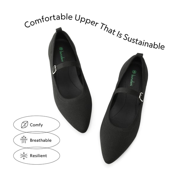 Knitted Washable Flats With Straps  - BLACK - 3