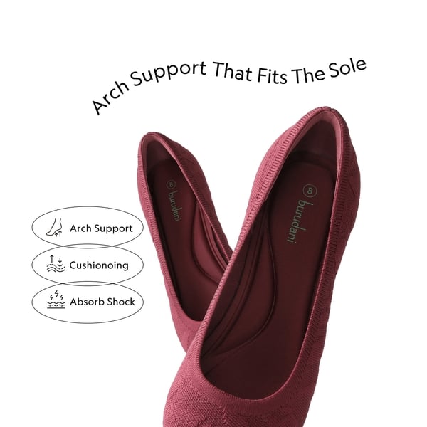 Comfy Low Heel Pumps - BURGUNDY - 3