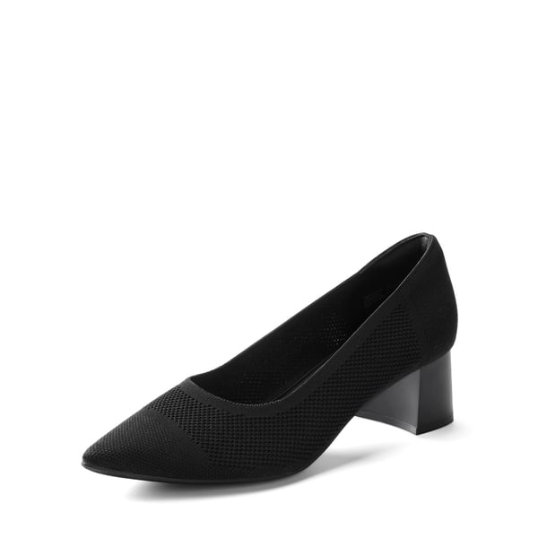  Sustainable Knit Block Heels - BLACK -  0