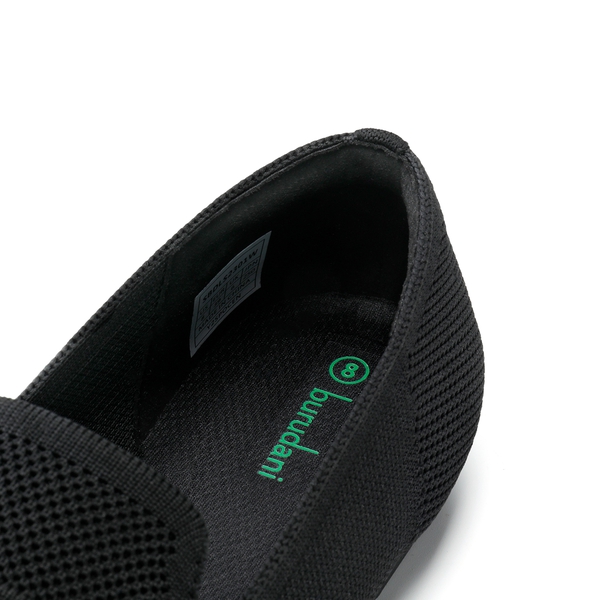 Cushioned Square Toe Knit Loafers - BLACK - 4