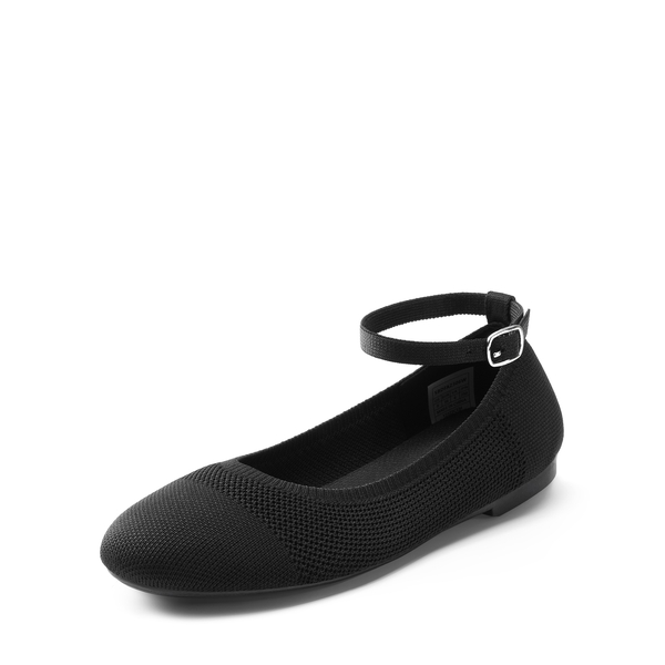 Elegant Removable Ankle Strap Flats  - BLACK -  0