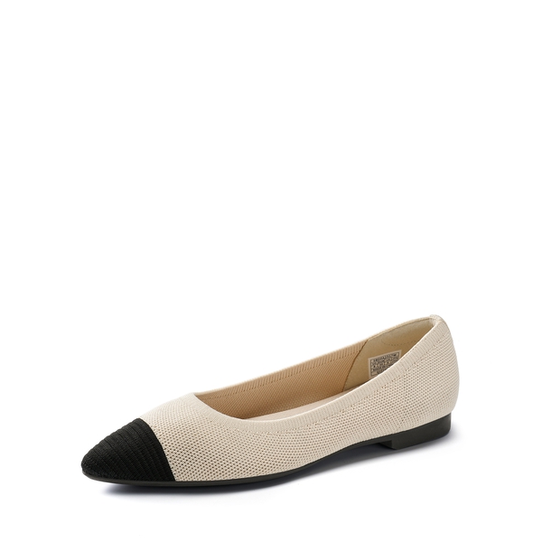 Elegant Knitted Cap Toe Flats - APRICOT -  0