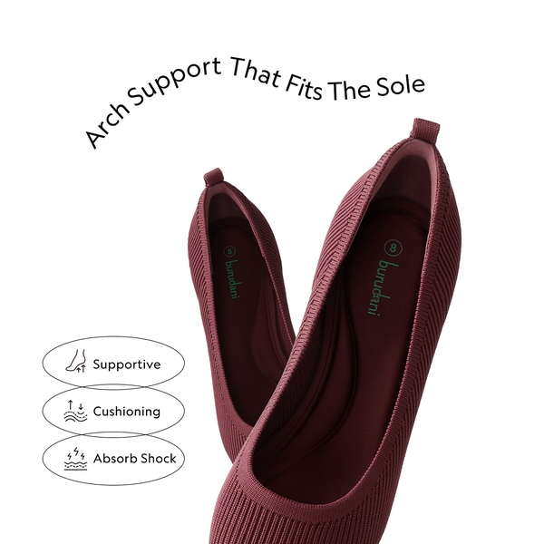 Comfortable Knitted Kitten Heels - BURGUNDY - 2
