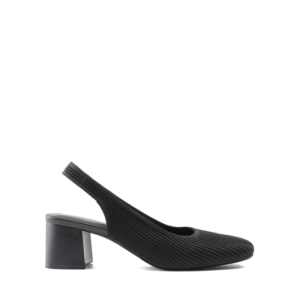Minimalist Square-Toe Slingback Heels - BLACK - 4