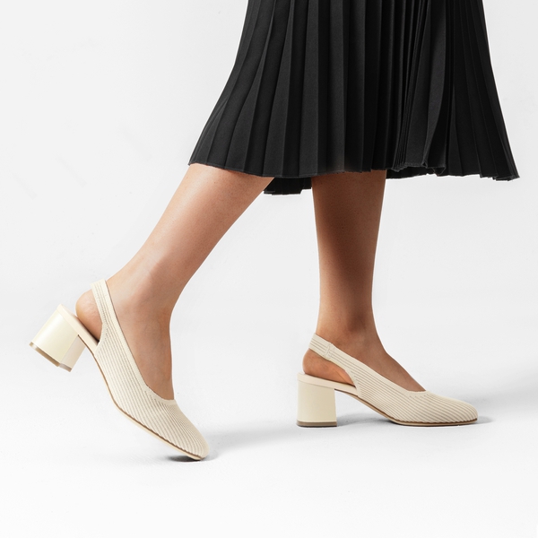 Minimalist Square-Toe Slingback Heels - APRICOT - 5