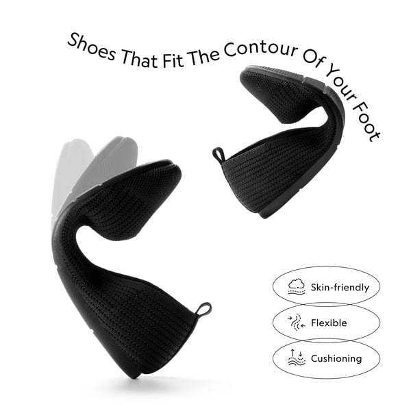 Square-Toe Sustainable Knit Flats - BLACK - 3