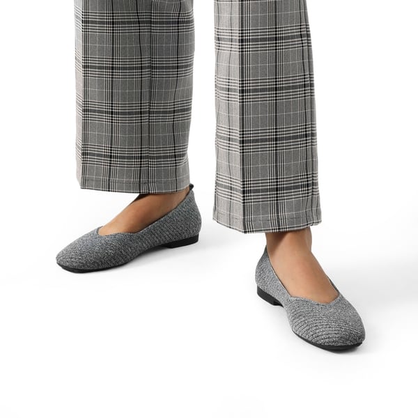 Women's Knitted Square Toe Flats  - GREY - 1