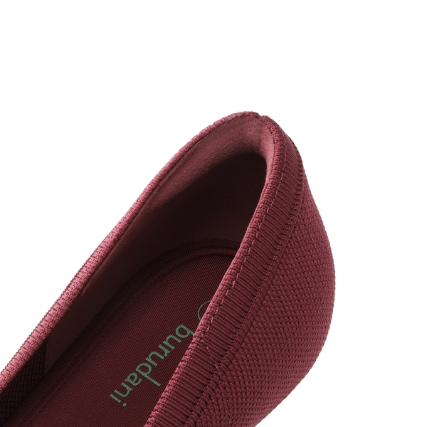 Knitted Pointed-Toe Kitten Heels - BURGUNDY - 5