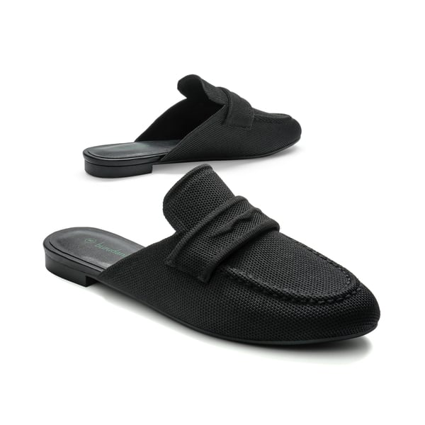 Casual Knitted Round Toe Mules - BLACK - 2