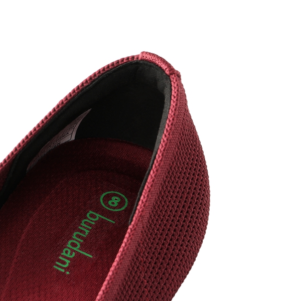  Elegant Square Toe Knit Bow Flats - BURGUNDY - 5