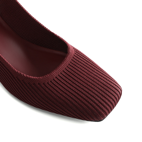 Minimalist Square-Toe Slingback Heels - BURGUNDY - 3