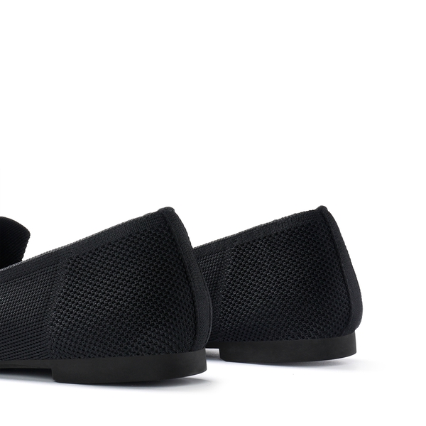 Cushioned Square Toe Knit Loafers - BLACK - 5