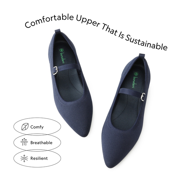 Knitted Washable Flats With Straps  - NAVY - 3
