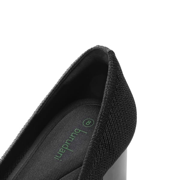 Modern Square-Toe Knit Pumps - BLACK - 5