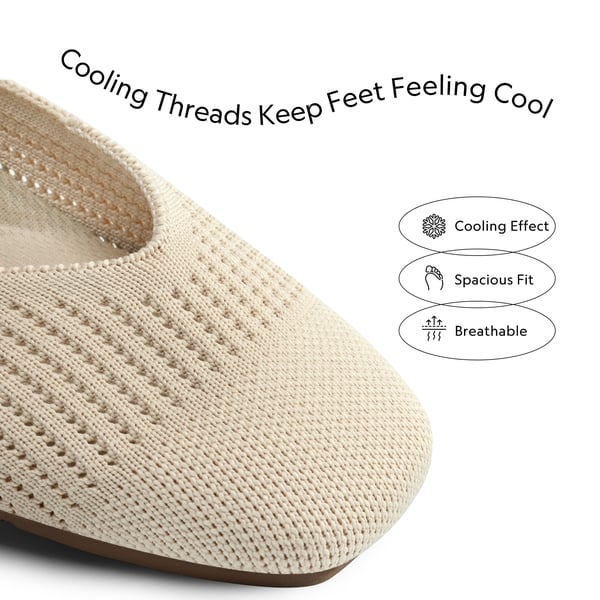 Square-Toe Sustainable Knit Flats - NUDE - 2