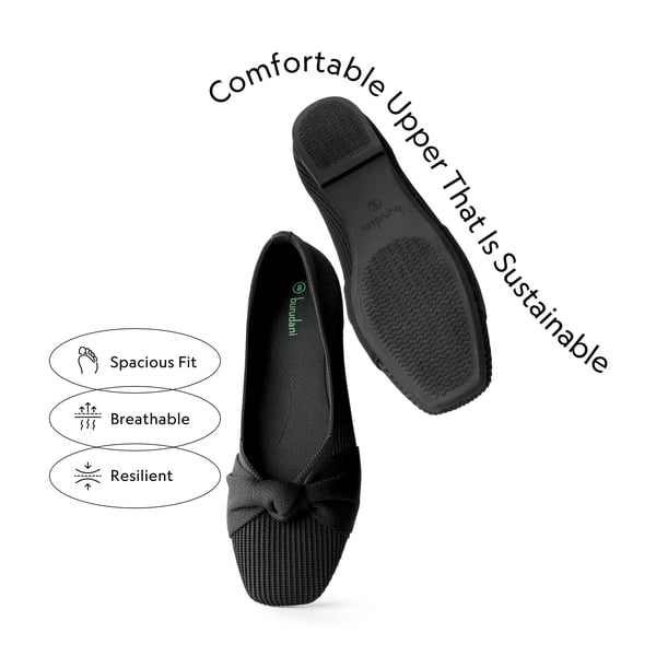  Elegant Square Toe Knit Bow Flats - BLACK - 2