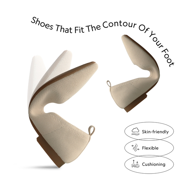 Knitted Washable Flats With Straps  - NUDE - 2