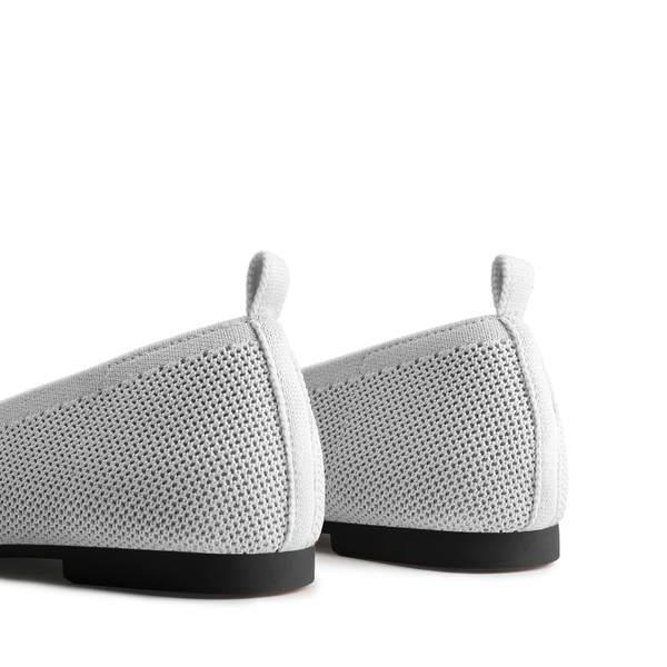  Square Toe Knit Sustainable Flats - GREY - 6