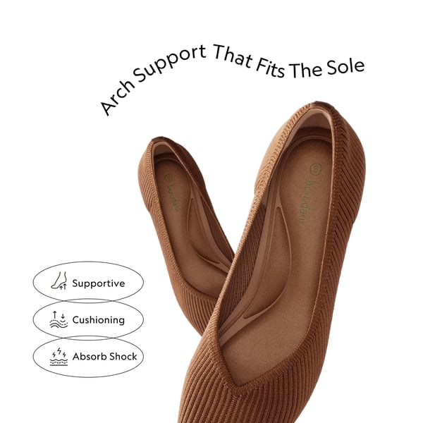 Modern Square-Toe Knit Pumps - BROWN - 2