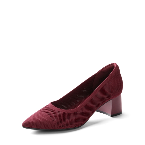  Sustainable Knit Block Heels - BURGUNDY -  0