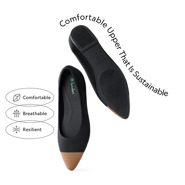 Elegant Knitted Cap Toe Flats - BLACK - 2