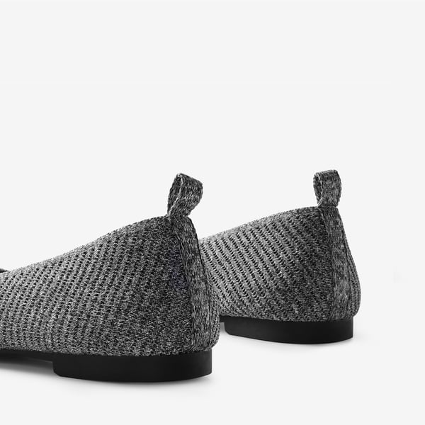 Women's Knitted Square Toe Flats  - GREY - 6