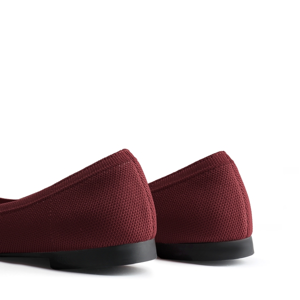  Lightweight Pointed Toe Sparkly Flats - BURGUNDY - 5