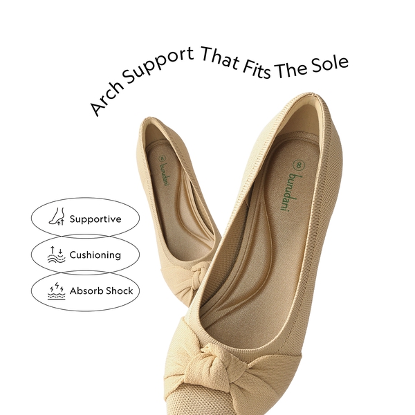 Comfortable Kitten Heels with Bow - BEIGE - 3